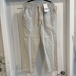 Zara Light Beige Relaxed Trousers